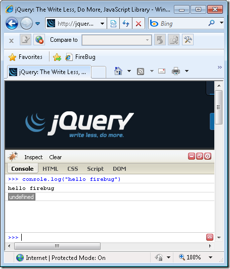 Bookmark to inject FireBug Light into Internet Explorer. - Developing ...